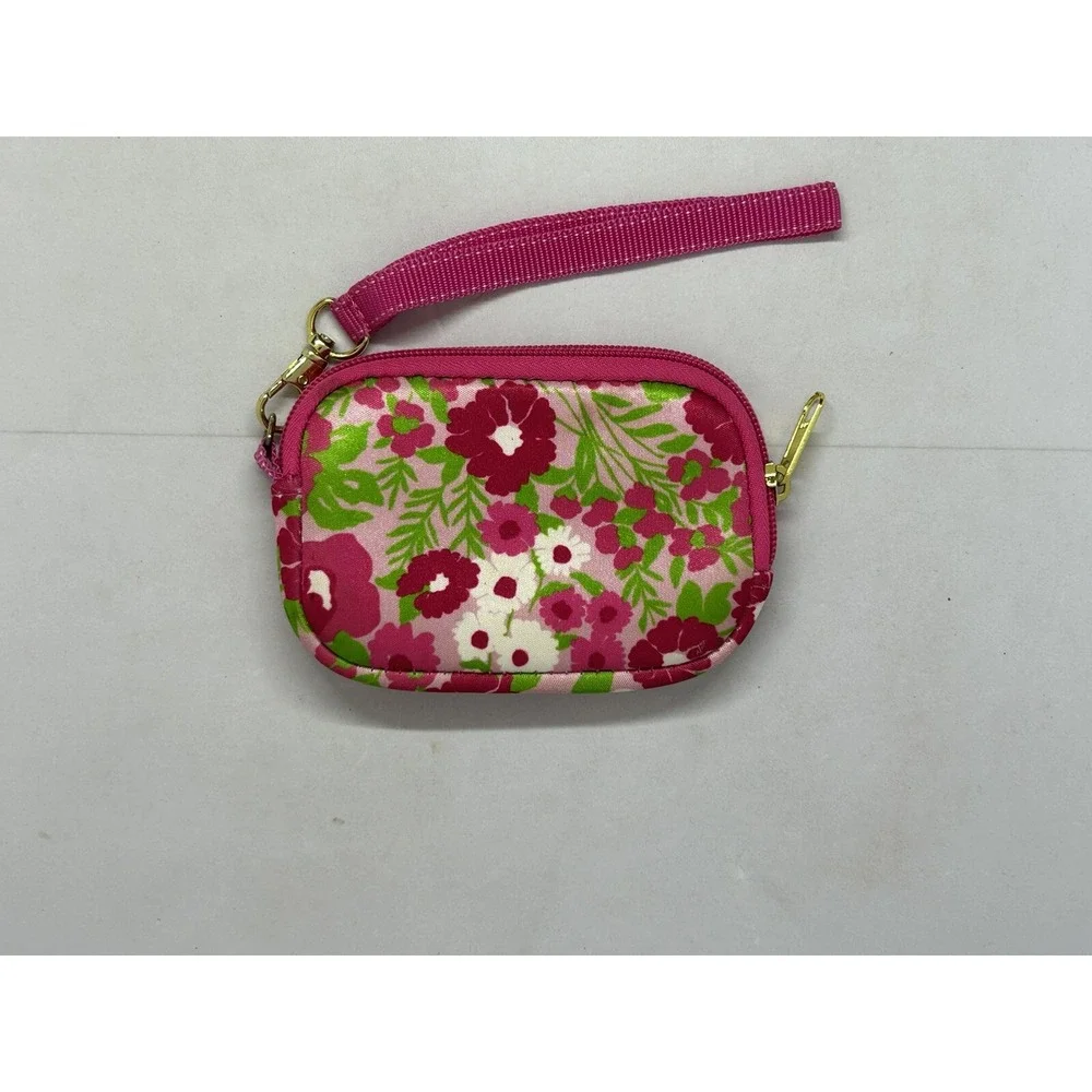 Lilly Pulitzer Tech‎ Case Pink Floral Neoprene Zip Pouch Wristlet 5 x 3.5